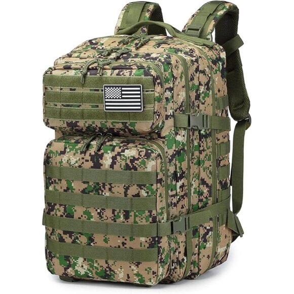 45L Tactical Backpack CamoJungle Waterproof Multi Compartment for Hiking Camping - Picture 6 of 7